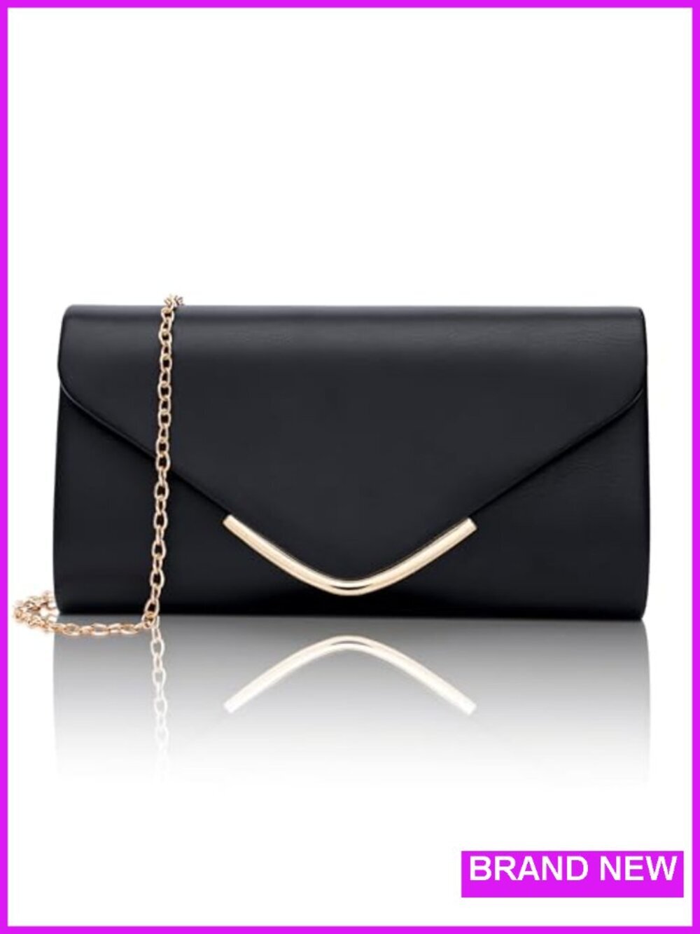 Vegan Leather Envelope Clutch Purse with Chain for Women Evening Bags